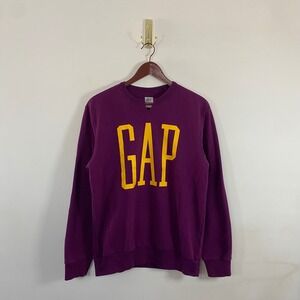 Gap Logo Crewneck Sweatshirt Purple and Yellow Men's‎ Medium Distressed Retro